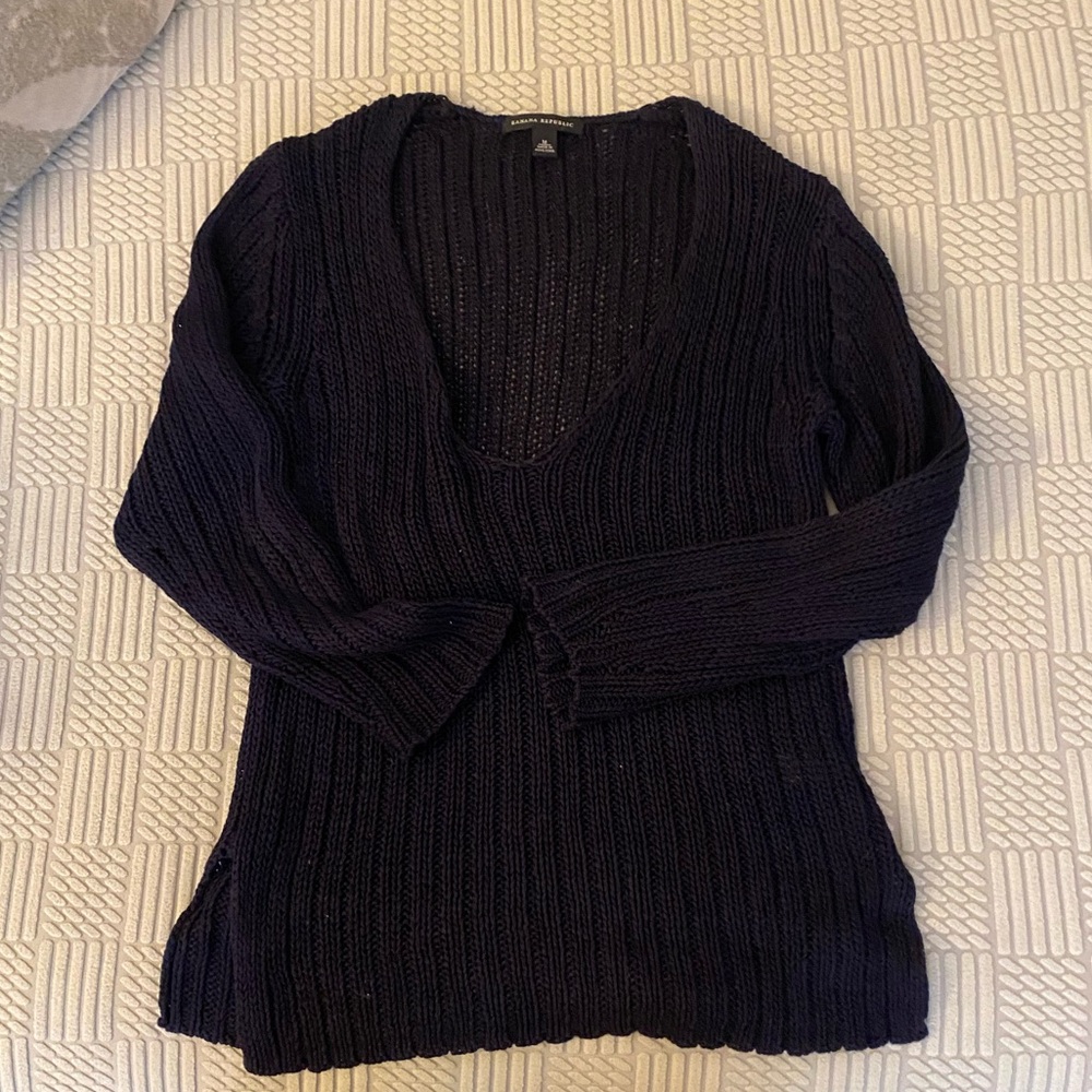 Banana Republic V Neck Navy Sweater